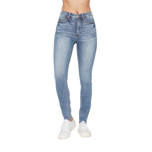 Judy Blue High Waisted Vintage Shield Pockets Skinny Jeans for Women - Comfort Stretch Denim, Classic Fit - 88871