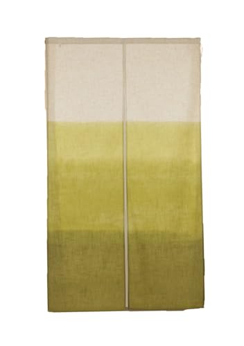 Image of Waraku Fuuka Japanese Curtain Noren Tapestry Curtains for Doorway Including Clips (Gradation Green)