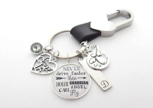 New Driver Gift, Sweet 16 Never Drive Faster than your Guardian Angel can Fly, Daughter Niece Granddaughter Goddaughter Keychain2