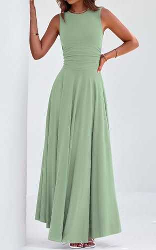 Image of PRETTYGARDEN Womens Summer Dresses 2026 Casual Sleeveless Crewneck Aline Maxi Dress Stretch Tank Flowy Long Dresses