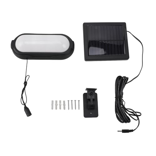 Tiiyee Solar Pendant Light, Solar Shed Light Outdoor Indoor Hanging Barn Lamp Wall Mounted Pull Cord Switch Waterproof Energy Saving for Camping Garden Patio Chicken Coop Gazebo Barn Daytime Available