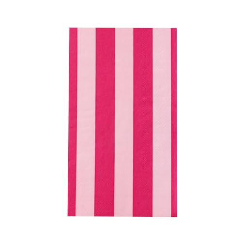 Image of Bonjour Fete Hot Pink Cabana Stripe Guest Towels, Pack of 20, 4.25x7.75 inch