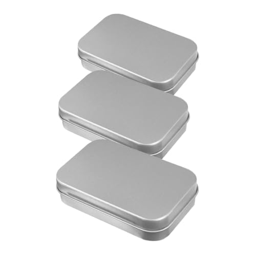 ARTSEWPLY 3個 長方形ヒンジ付き収納ボックス 耐久性のある馬口製 水防止密封機能 携帯に便利なコンパクト キャンディー カード ジュエリー整