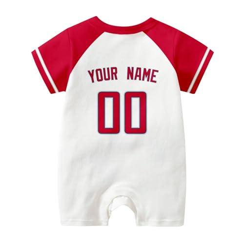 Image of KREDE Baby Clothes Unisex Bodysuit White Custom Name Number for Baby Boys