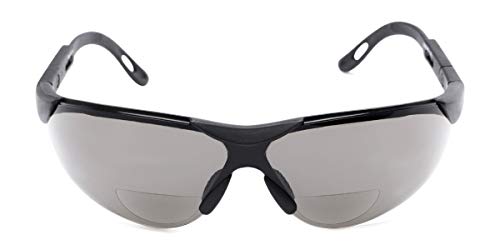 The Raymond Bifocal Safety Reading Sunglasses, Unisex Half Frame Wrap Around Sun Readers for Men and Women, ANSI z87.1 Safety Glasses, Black + 1.50