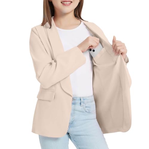 Girls Blazer Suit Jacket Open Front Long Sleeve Notched Collar Kids Blazers Coats with Inner Pocket 3-14 Years4