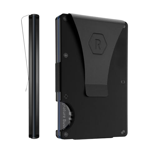 Ridge Wallet for Men - Slim Minimalist Compact Wallet and Card Holder, RFID Protected Front Pocket Wallets for Men with Integrated Money Clip (Matte Black Titanium)