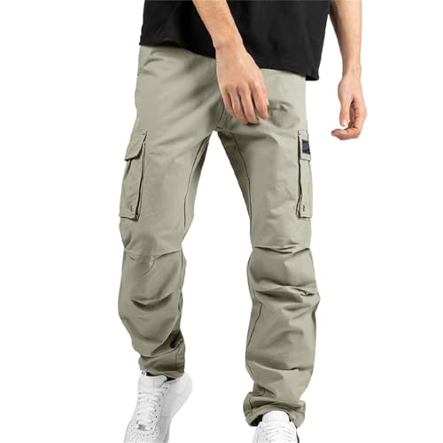 evzosrz Mens Cargo Pants with Multi Pockets Casual Tactical Military Work Trouser Elastic Waist Solid Outdoor Overalls Pants3