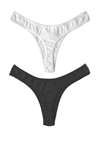 Kit calcinha fio dental 100% algodão - 10 unidades (Brancas e Pretas, M)
