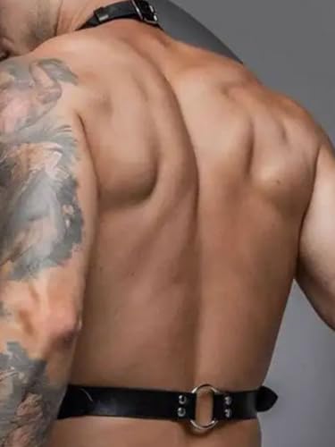 Fstrend Chest Harness for Men Black Leather Waist Belt Strap Fashion Rave Body Accessory4