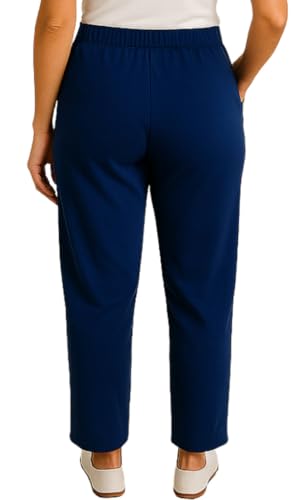 Turtle Bay New York Plus Size Women's Knit Straight Leg Elastic Waist Sweatpants with Flat Front Waistband2