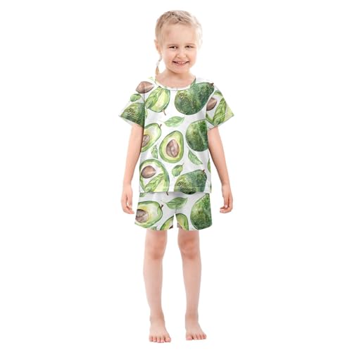 ALAZA Beautiful Leaf Avacodo Pajamas Short Sleeve 2 Piece Sleepwear Top and Bottom Pajama Set Unisex3
