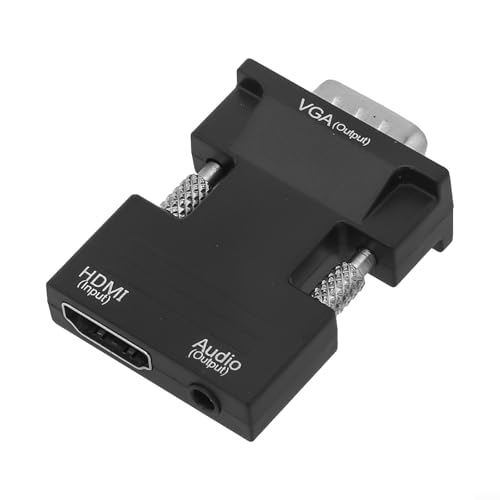 Convertidor VGA hembra a macho con cable de audio de 3.5 mm   Adaptador de video HD 1080P para proyector, para PS4, portátil y PC   Diseño ABS compacto (negro)