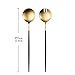 Zerophilo Salad Servers,Spoon and Fork Set 11.41 inch,18/10 Stainless Steel Salad Serving Titanium Plating (Gold)