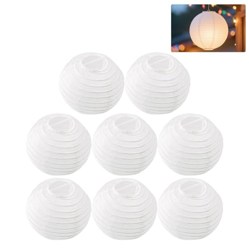 8 lanternas de papel, redondos, brancos, 10 cm, para casamentos, aniversários, decoração de festas, lanternas de papel pendentes para celebrações