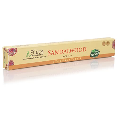 Bless-Sandalwood-Incense-Sticks 100%-Natural-Handmade-Hand-Dipped-Incense-Sticks Organic-Chemicals-Free For-Purification-Relaxation-Positivity-Yoga-Meditation The-Best-Woods-Scent (25 Sticks (40Gm)) #TOP3