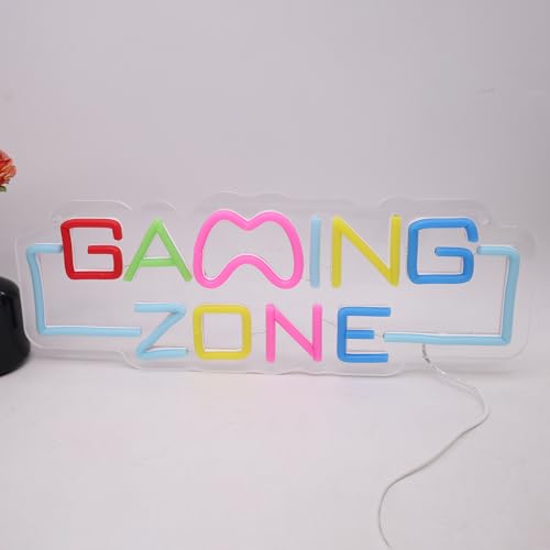 Image of Gaming Zone LED Neon Sign, Cool Gamer Room Wall Decor Dimmable USB Powered Neon Light for Game Room, Bedroom,Man Cave Streaming & E sports Setup Holiday Birthday Gift
