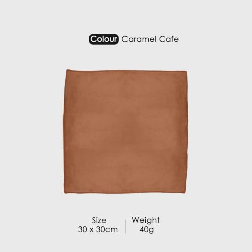Image of HOUSSE Microfiber Face Towels | Ultra Absorbent, Odour-Free, Quick Dry 550 GSM Face Towel for Home, Gym, Travel, Running and Personal Use | 30x30 cm | Set of 4 Caramel Cafe & Beige (Pack of 4)