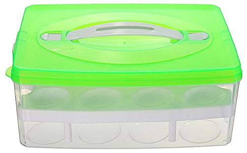 SEASPIRIT Plastic Double Layer Refrigerator 24 Eggs Storage Box Airtight Basket (Multi Color) 3