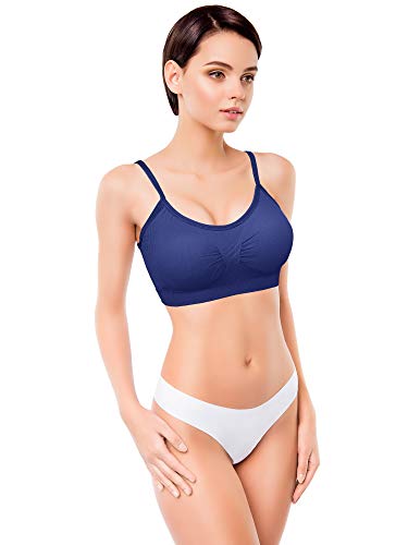 Image of SATINIOR 4 /12 Pieces Bralette Neck Cami Bra Wireless Tank Top Sports Bra for Women