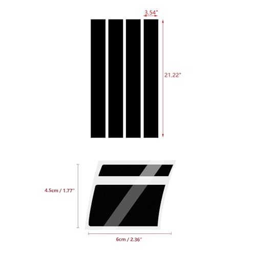 Image of x xotic tech Auto Universal Racing Style 4Pcs Front Hood Fender Double Hash Stripe Stickers + 6Pcs Reflective Wheel Tire Rim Safety Warning Decals Decoration Accessories Set (Black)