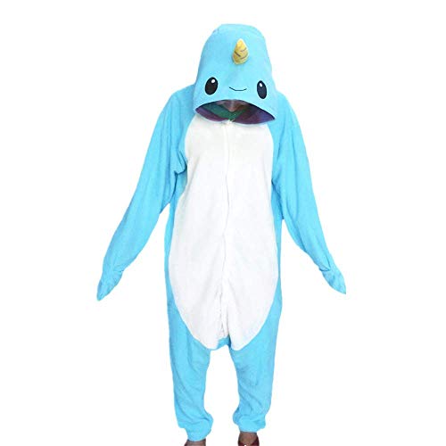 WOTOGOLD Animal Cosplay Costume Narwhal Unisex Adult Pajamas Light Blue Medium