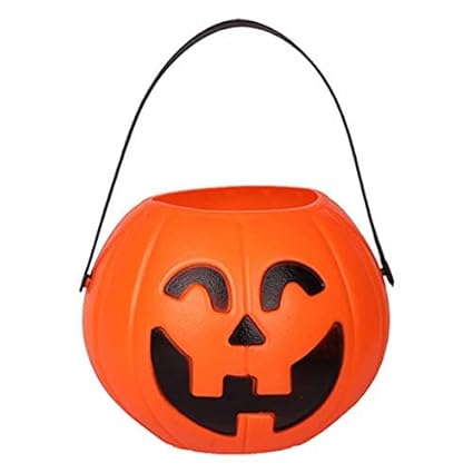 Jagmag Pumpkin Bucket for Halloween/Halloween Pumpkin Bucket for Halloween Parties Kids- Pumpkin Candy Basket for Kids Halloween Accessory Plastic Bucket for Kids