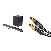 JBL Bar 5.1 Surround – Sound Bar mit Subwoofer in Schwarz – Mit MultiBeam-Technologie und Airplay 2 und Alexa-Integration &amp; KabelDirekt - Optisches Kabel/Toslink Kabel - 3m