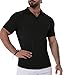 Vuiosrx Men's Collared Muscle Polo Shirts Slim Fit Short Sleeve V Neck T Shirts Men Ribbed Golf Shirt Casual Stylish