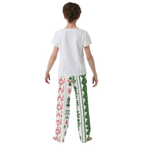 Boys' Pants Leaves Stripe Green Red Christmas Long Bottoms Jogger Pants Elastic Waist Trousers with Pockets S-XL3