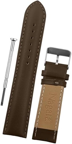 DBLACK ‘’NAGATA’’ Leather Watch Strap, Fully Stitched Matte Finish Watch Belt // For 18mm, 20mm, 22mm, or 24mm Full-Padded Watch Band (Choose Your Size & Color)