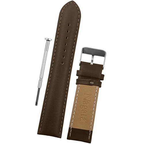 Image of DBLACK ''NAGATA'' Leather Watch Strap, Fully Stitched Matte Finish Watch Belt / / For 18mm, 20mm, 22mm, or 24mm Full-Padded Watch Band (Choose Your Size & Color)