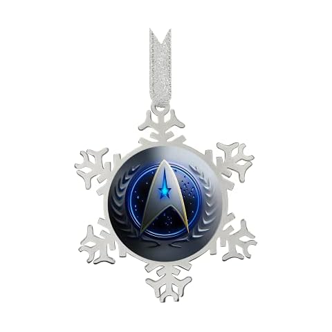 Snowflake Ornaments Glass Ornament Christmas Ornament Metal Hanging on Christmas Tree Pendant Winter Home Decoration Stainless Steel Silver (Star-Trek) Cover