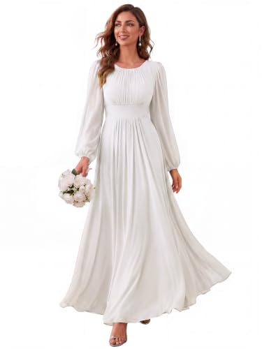 Image of Ever-Pretty Women's Chiffon Long Sleeve Formal Wedding Guest Dresses