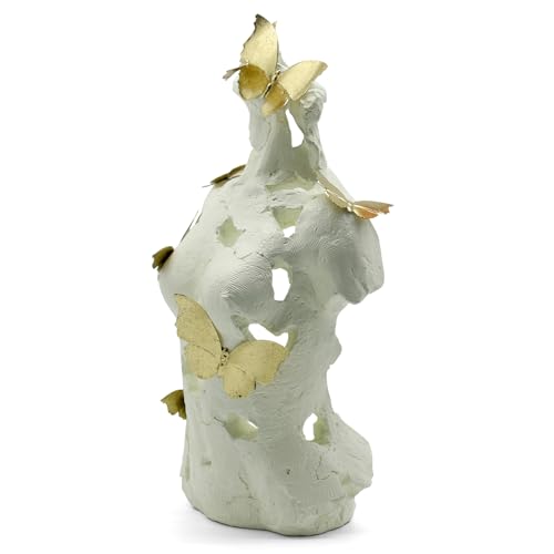 Lukitas Abstract Female Bust with Butterflies Statue and Sculpture, Body Figurine Art Decor, Beauty of Defects, Aesthetic Ornament for Office Living Room Bedroom, Beige, Resin 16" - Image 4