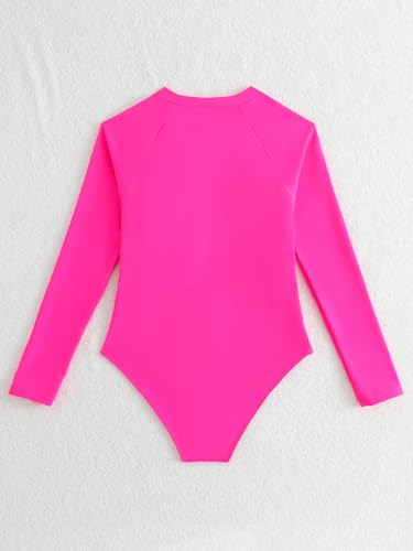 Image of SEGT Girl's One Piece Rash Guard Long Sleeve Swimsuits Bathing Suit