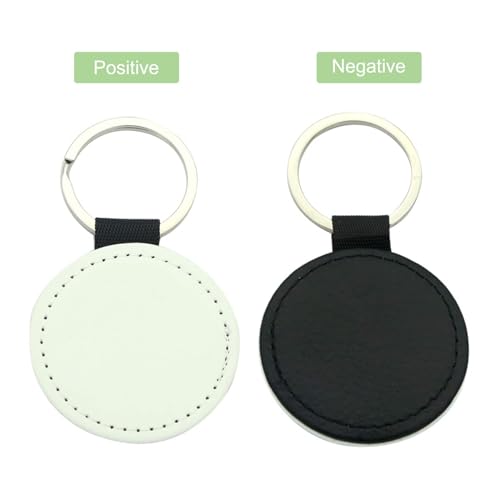 Image of 12 Pcs Sublimation Blank Keychains,PU Leather White Keychains Ornament Pendants for Man Women Crafts Heat Transfer