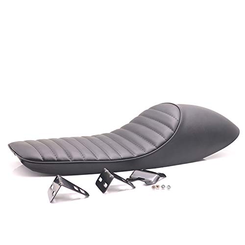 Sella lunga con gobba in rilievo retrò vintage nera per Cafe Racer Tracker Saddle XT750 600 350