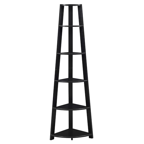 Convenience Concepts Newport 5 Tier Corner Bookcase, Black