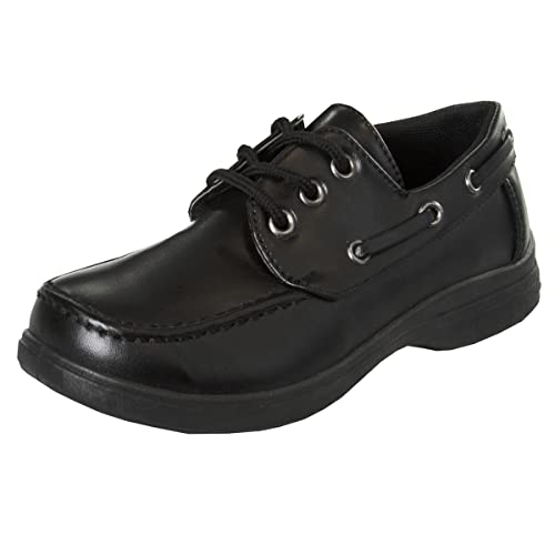 Image of French Toast Boys Shoes - Kids Oxford School Uniform Loafer Church Dress Shoes Slip-On Faux-Leather (Toddler-Big Kid) (Black)