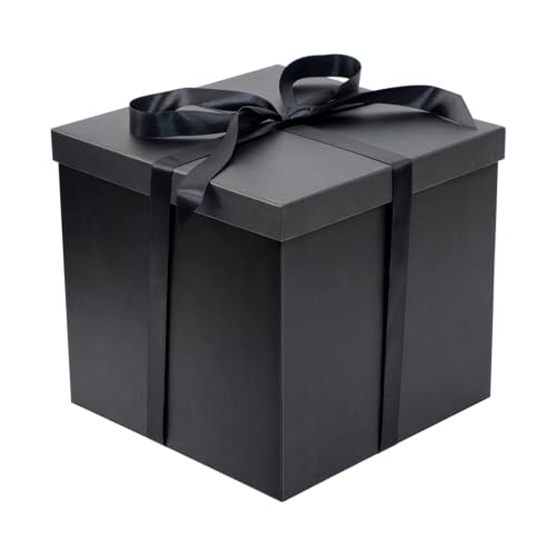 Boîte cadeau noire de 30 cm Linelglobal et son papier de soie rigide premium