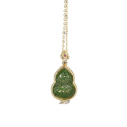 Pendentif en jade vert citrouille creuse en argent 925 pour femme chic