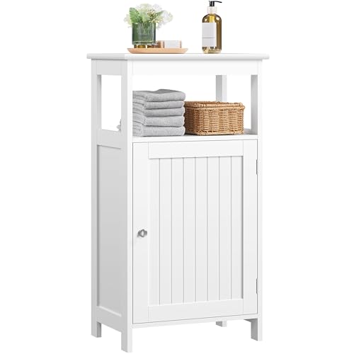 Yaheetech Single Door Floor Cabinet, Bathroom Free Standing Storage Organizer with Adjustable Shelf,...