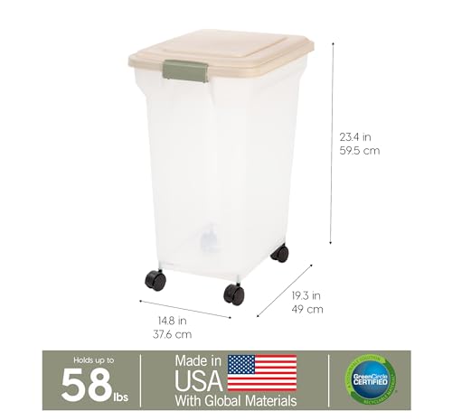 image for IRIS USA WeatherPro Airtight Dog Food Storage Container, Up to 58 lbs,