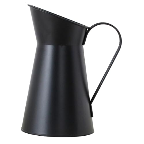 MAGICLULU Jarrón Vintage de Hierro Negro para Arreglos Macetero Metálico Rústico para Decoración de Jardín y Balcón Cubo de Flores Resistente y Decorativo