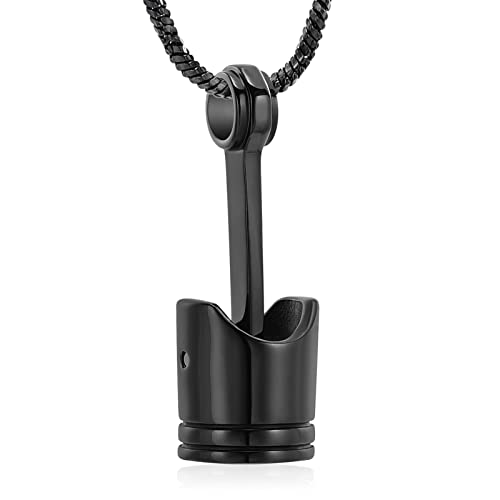 Yinplsmemory Mens Cremation Jewelry Motor Piston Urn Necklace for Ashes Keepsake Memorial Ashes Jewelry for Human/Pet Ashes