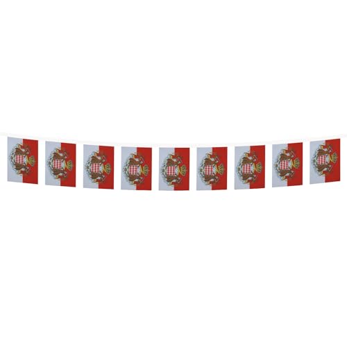 Image of AZ FLAG Monaco Coat of arms 6 meters BUNTING Flag 20 flags 9'' x 6'' - Monegasque - Monacans STRING flags 15 x 21 cm