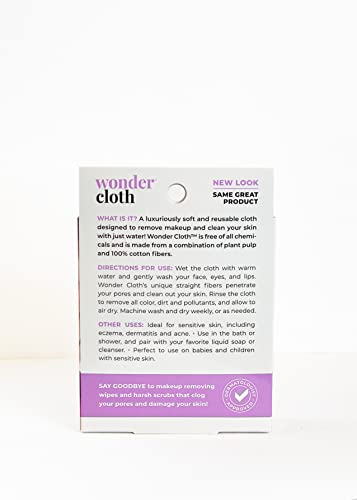 Wonder Cloth (Pack of 2) - All Natural Make-Up Remover Cloth, Removes Makeup Instantly with Just Water, Cleanses and Exfoliates, Machine Washable