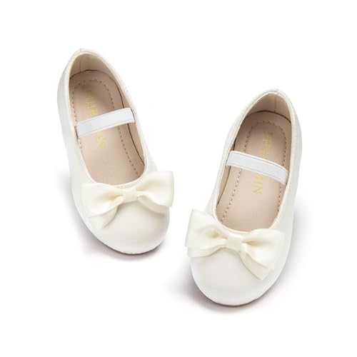 Image of PHIRAMIN Toddler Flower Girl Dress Shoes - Little Girl Ballet Flats Bow Wedding Party