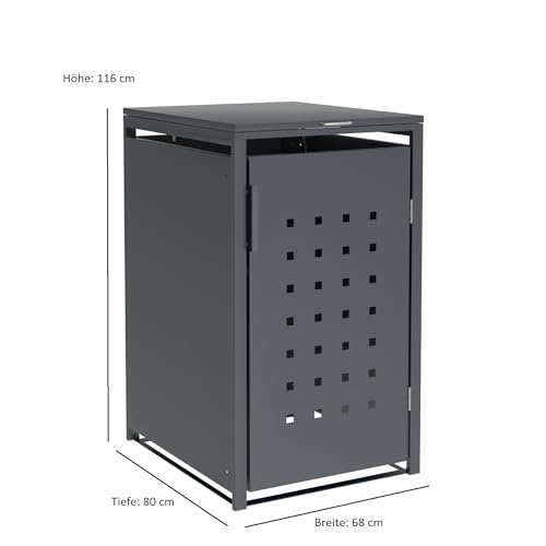 DEGAMO Mülltonnenbox Mülltonnenhaus Trier für Tonnen 120 und 240 Liter, Stahl verzinkt, Farbe anthrazit